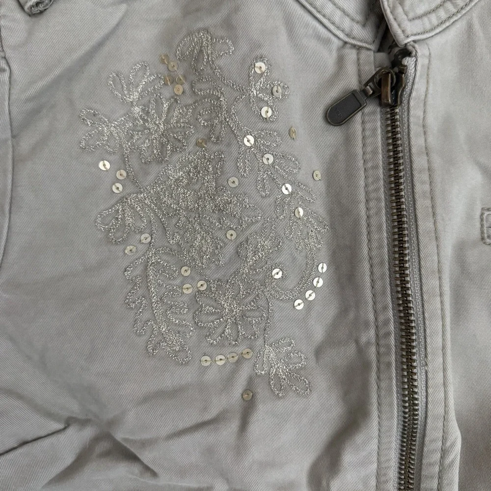 Old‎ Navy Girls Biker Moto Sequin 90s Y2K Jacket Large 10/12 Pocket Green Vtg - Picture 4 of 9